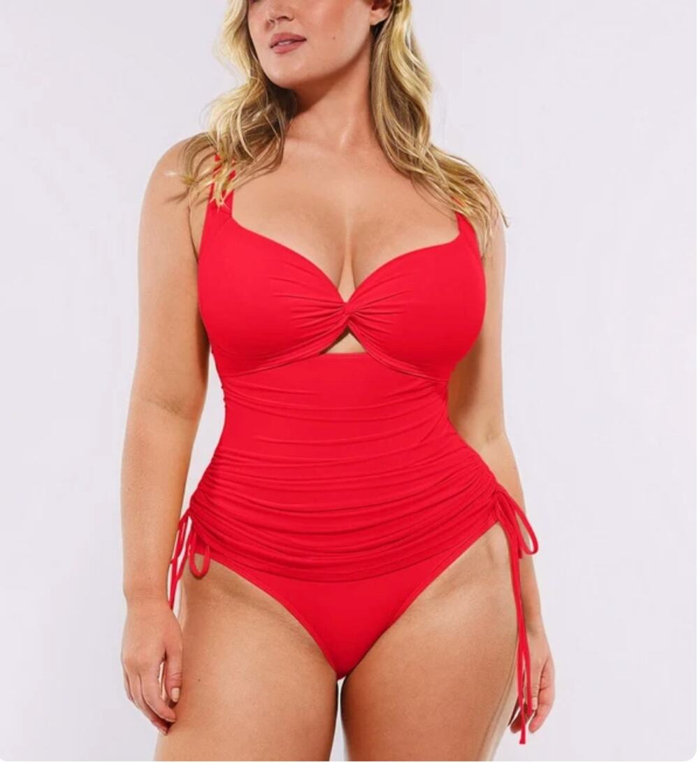Shapellx Smart Sculpt Womens XXL Red Mesh Wrap Shaping One Piece Swimsuit NWT